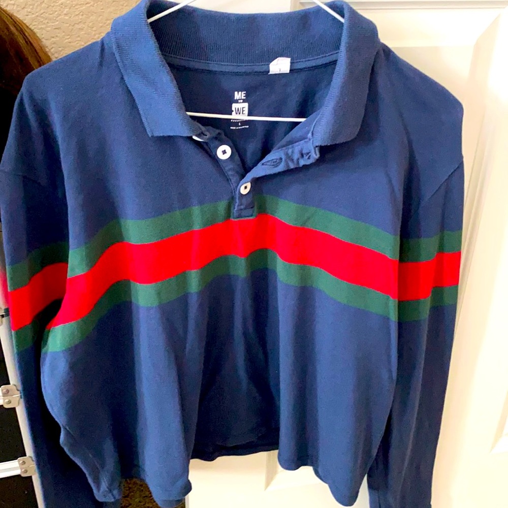Collated long sleeve crop polo